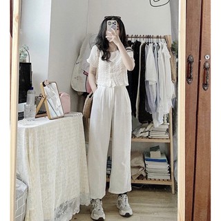 Quần culottes đũi xước
