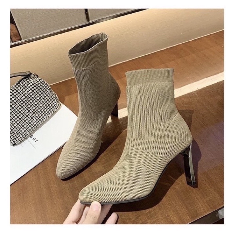 ( Có sẵn ) A97 _ Boots vải mũi nhọn đế tráng gương hàng Quảng Châu siêu xinh