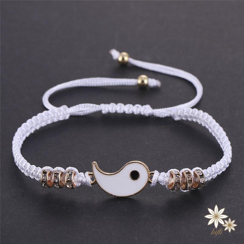 Vòng tay bằng hợp kim thiết kế mặt dây kết hợp âm dương thời trang cho cặp đôi