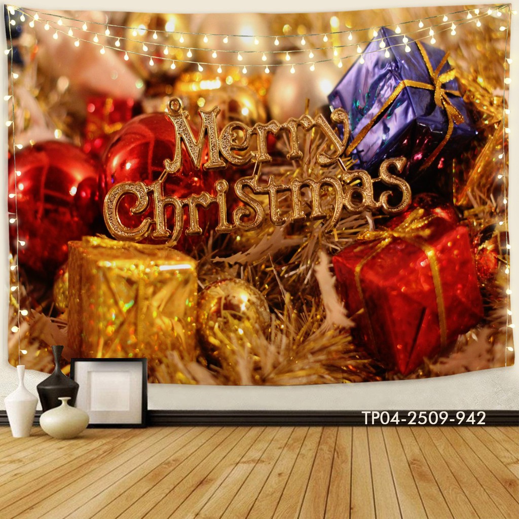 Tranh vải in 3D treo tường trang trí NOEL, decor GIÁNG SINH, MERRY CHIRMAS [ tặng móc treo, miếng dán định vị]