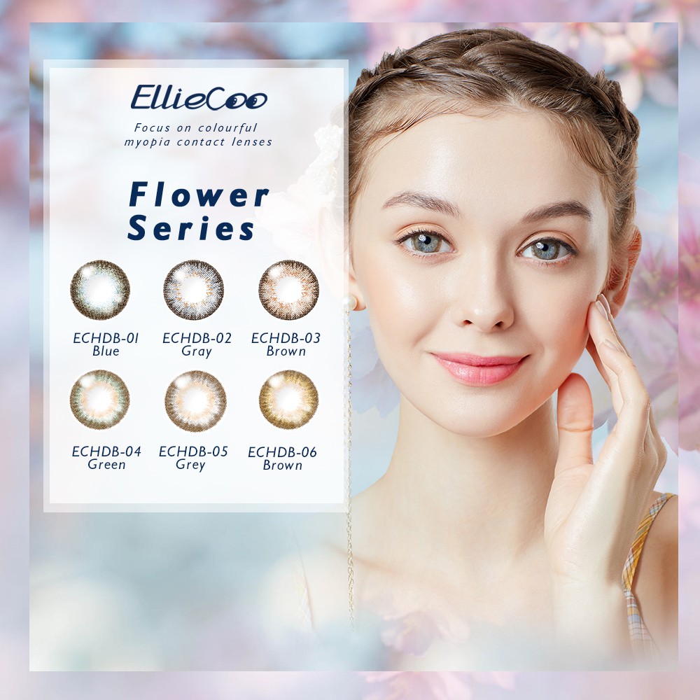 Kính áp tròng Elliecoo Series Flower đường kính 14.5mm nhiều màu sắc tùy chọn sử dụng trong nửa năm