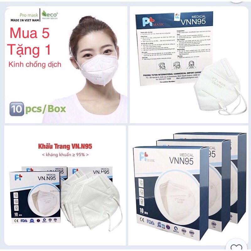 [Mã COSDAY giảm 8% đơn 150K] Hộp 10 khẩu trang N95 4 lớp siêu kín, mặt chắn giọt bắn thời trang