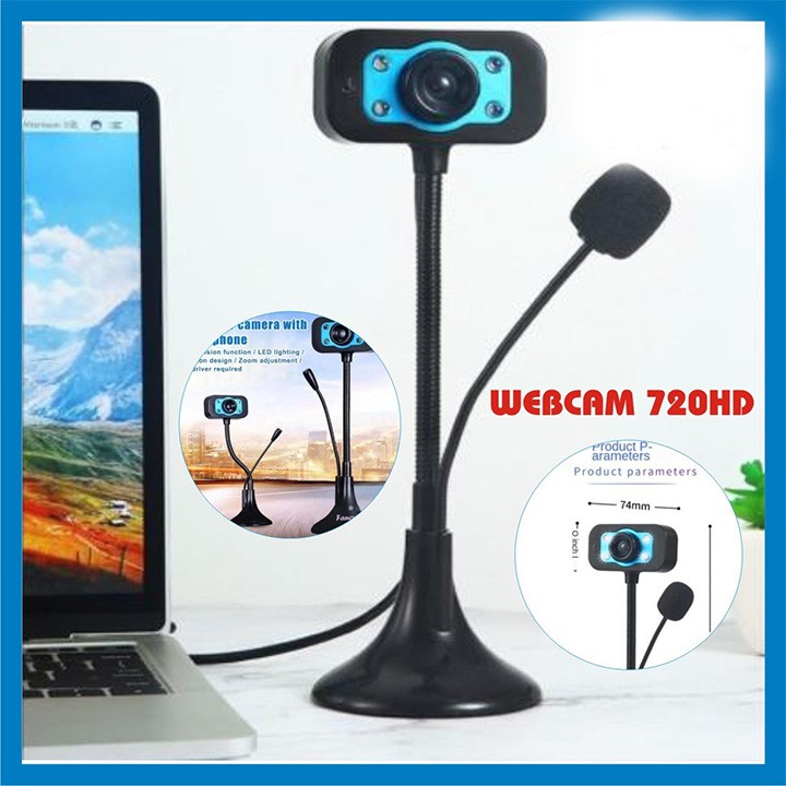 [Siêu Rẻ BH 12 Tháng] Webcam bàn 720p HD kèm mic- Siêu nét đàm thoại dạy học và học trực tuyến