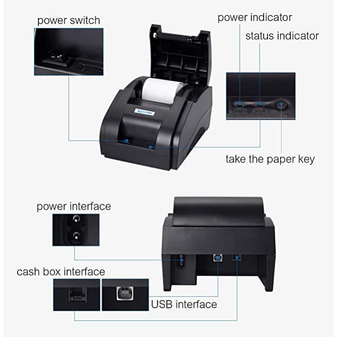 Máy In Bill Xprinter 58mm USB + Tặng 5 cuộn giấy in K58 | BigBuy360 - bigbuy360.vn