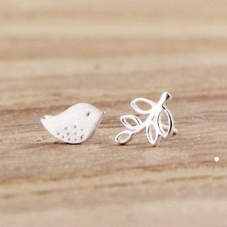 Khuyên tai CHIM VÀ LÁ bông tai nữ thời trang xinh xắn phong cách Hàn Quốc