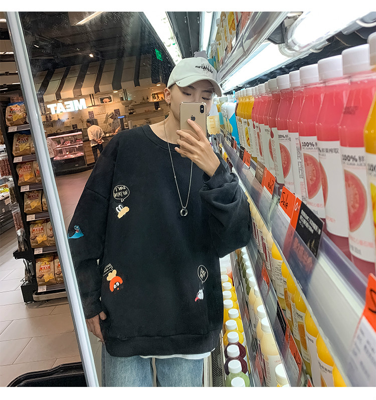 Áo sweater form rộng cổ tròn thời trang cá tính cho nam | BigBuy360 - bigbuy360.vn