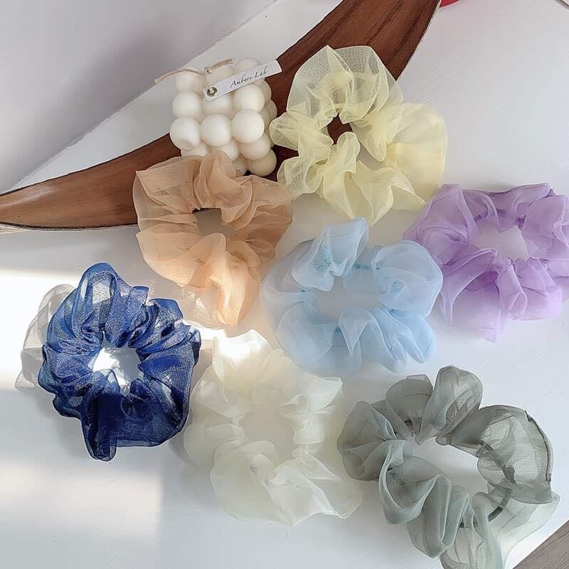 Chun cột tóc Scrunchies voan lưới