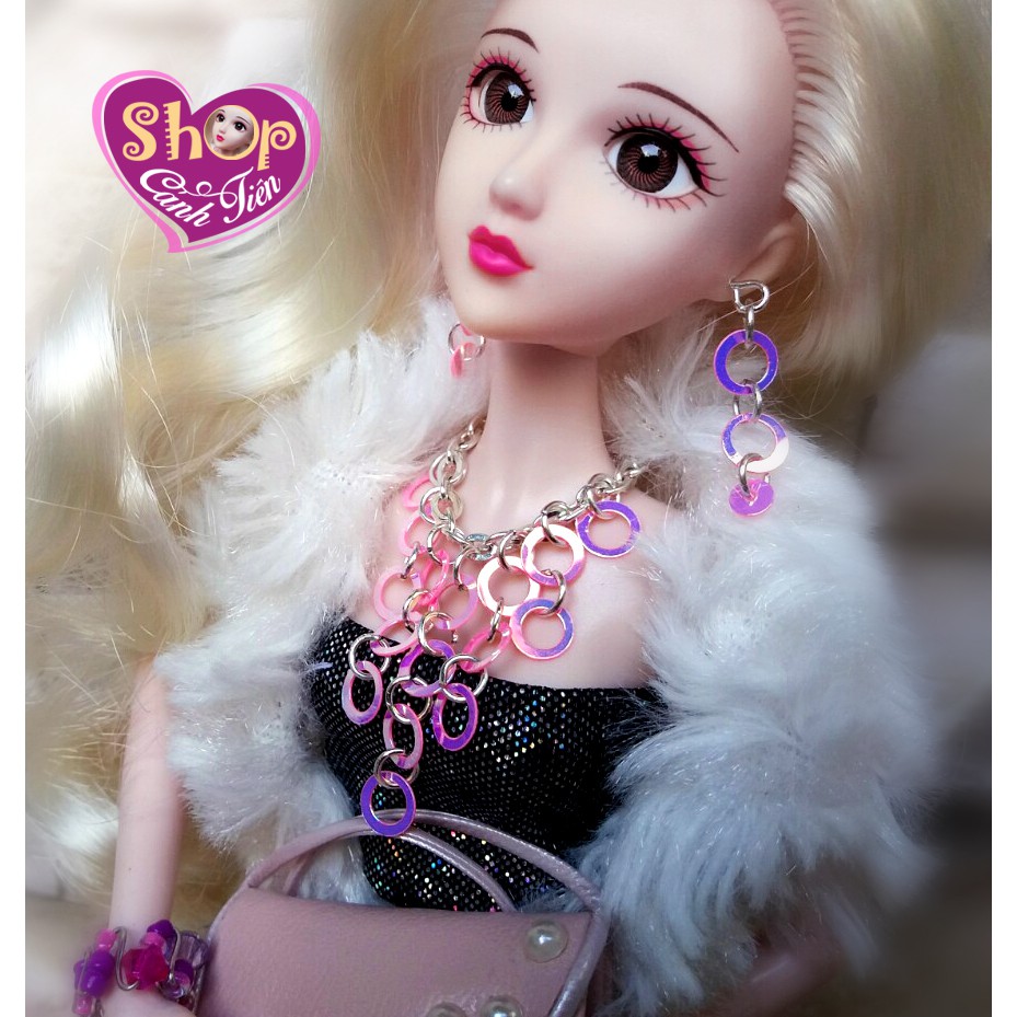 Phụ kiện Búp bê, Vòng cổ, bông tai Búp bê Barbie Handmade thời trang, Bộ Trang sức mini tự làm