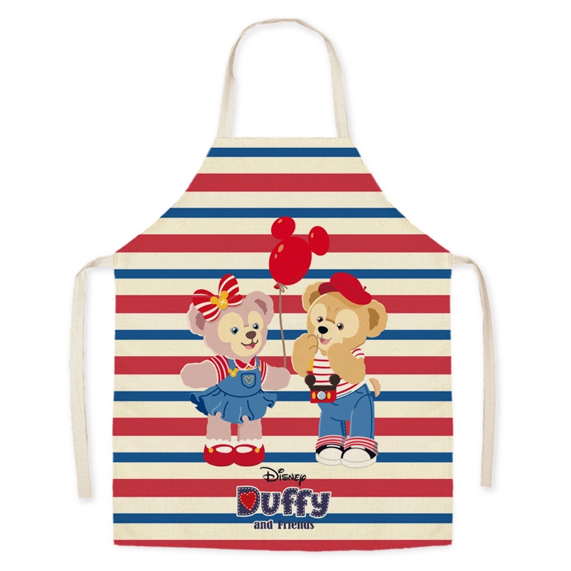 Tạp dề vải lanh không tay in hình thỏ hoạt hình dễ thương kiểu dáng cho người lớn và trẻ em