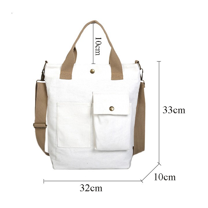 Túi tote vải canvas nhiều ngăn phong cách cá tính-TNX132-TT&amp;GĐ