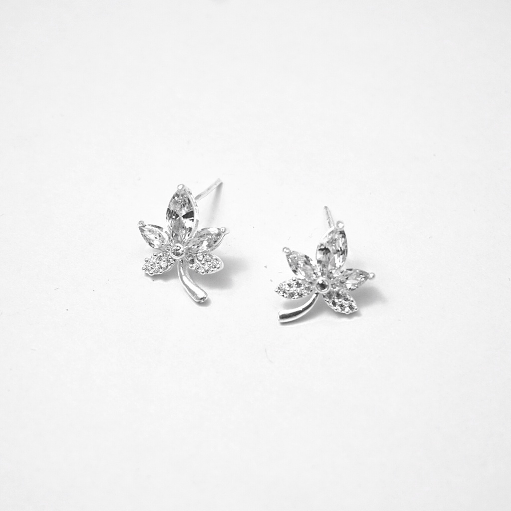 Bông tai bạc ATJ9082 dành cho nữ hình lá đính đá Leaves with rhinestones ANTA Jewelry