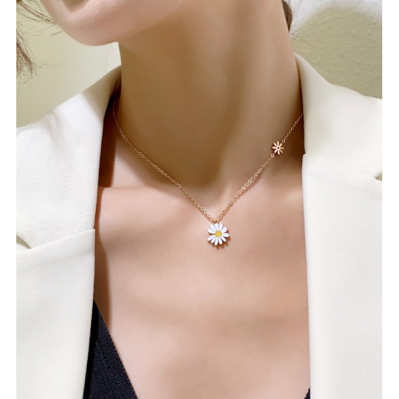 DÂY CHUYỀN TITAN HOA CÚC CÁCH ĐIỆU HÀN QUỐC TN140 siêu đẹp, bền màu, chuẩn thời trang