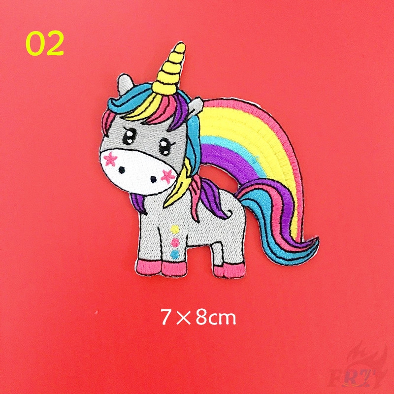 Miếng thêu ủi quần áo họa tiết kỳ lân cầu vồng dễ thương