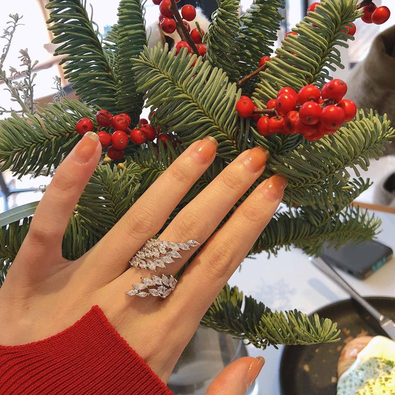 Nhẫn đeo tay kim loại tạo hình đính đá thời trang cho nữ