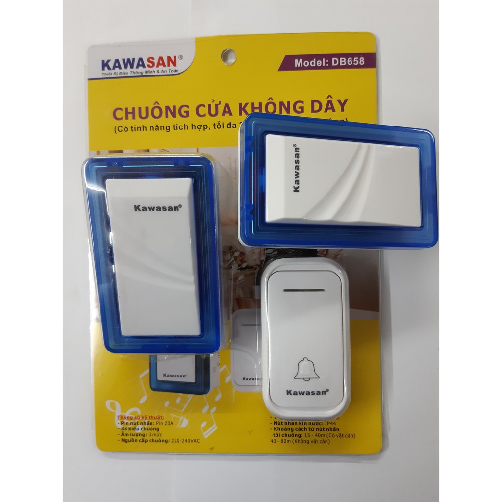 Bộ 2 CHUÔNG CỬA KHÔNG DÂY KAWASAN KW-DB658