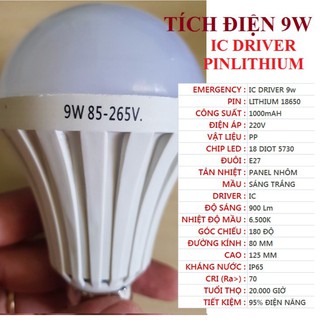 Bóng đèn LED tích điện 15w