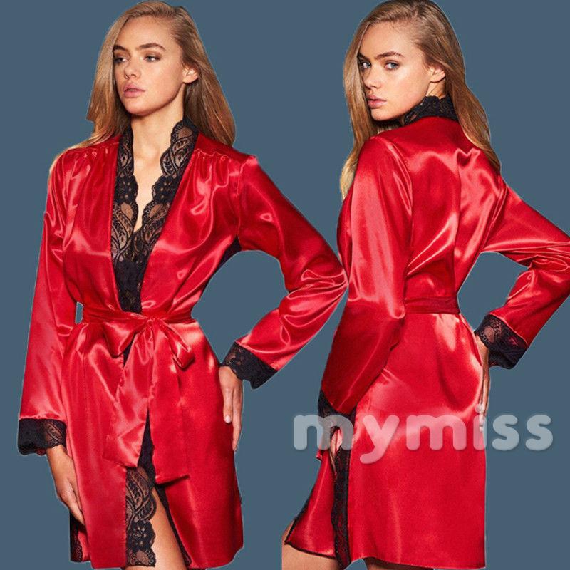 Áo choàng ngủ bằng lụa phối ren phong cách quyến rũ dành cho nữ | BigBuy360 - bigbuy360.vn