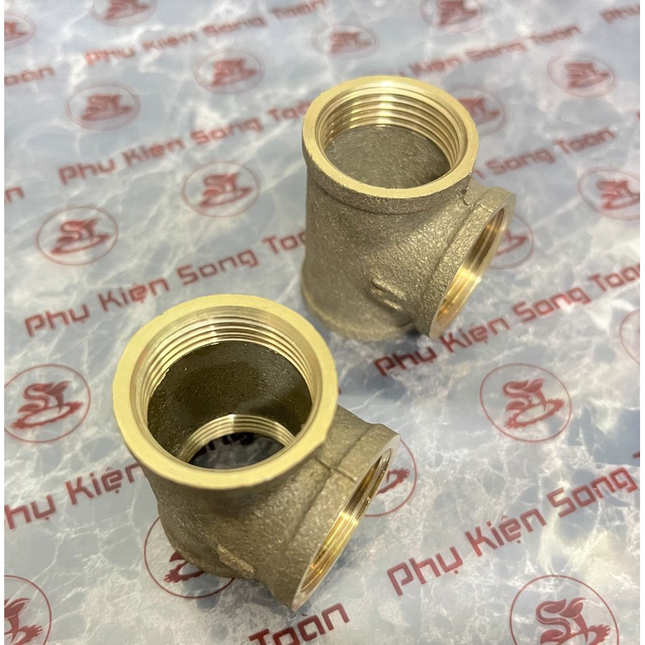 [TÊ NỐI REN] Tê thau chia ba đầu ren trong bước ren BSP hệ G dân dụng - Đồng đúc khuôn dập nóng (brass pipe fitting tee)