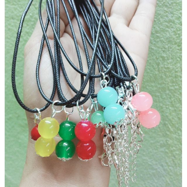 Dây chuyền đen hạt đá 10mm