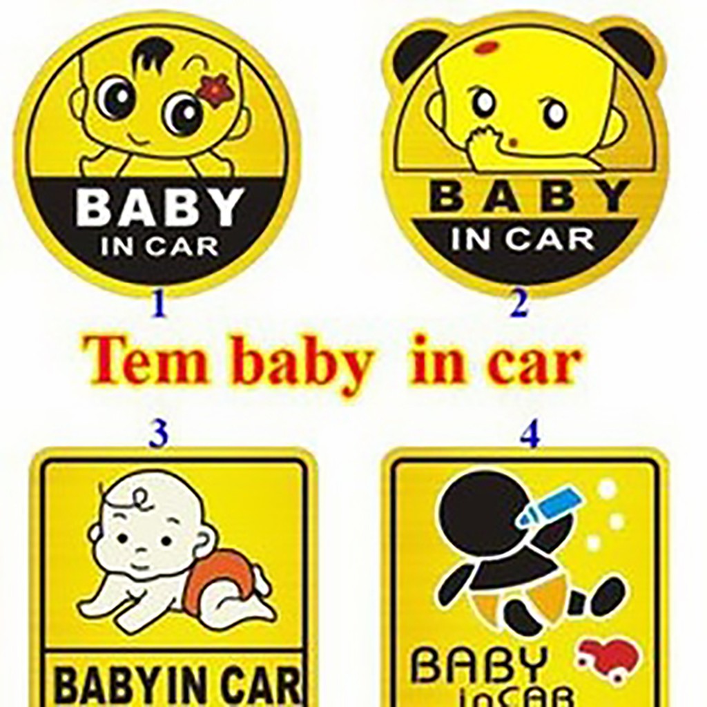 Tem Baby in Car dán đuôi xe ô tô, nhiều mẫu đáng yêu để lựa chọn Smart Auto