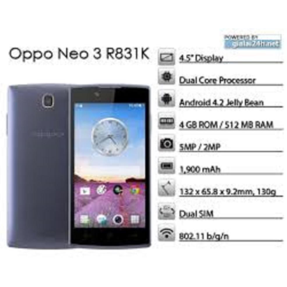 điện thoại Oppo Neo 3 R831k 2sim 16G mới Chính Hãng, Full chức năng, Cảm ứng mượt - GGS 04