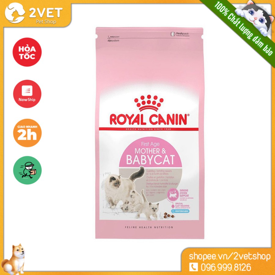 Royal Canin Mother &amp; BabyCat - Gói 400G - Thức Ăn Cho Mèo Mẹ &amp; Mèo Con Dưới 4 Tháng Tuổi - Nhập Khẩu 100%