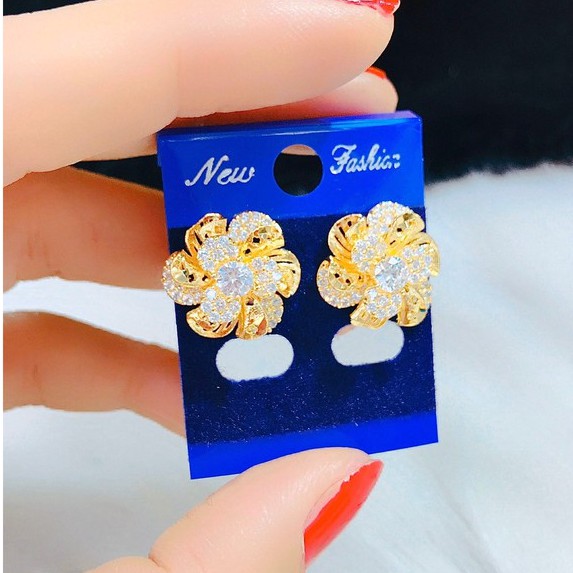 Bông tai nữ 💎𝑭𝑹𝑬𝑬𝑺𝑯𝑰𝑷 💎[Mã HOAC10 giảm 10% đơn 99k] Bông Tai Hoa Mai 5 Tầng Đá Cánh Siêu Đẹp