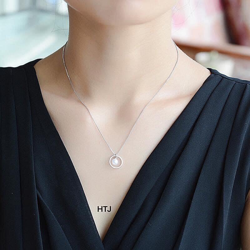 Dây chuyền nữ bạc gắn hạt ngọc nhỏ xinh / Vòng cổ bạc bibi silver