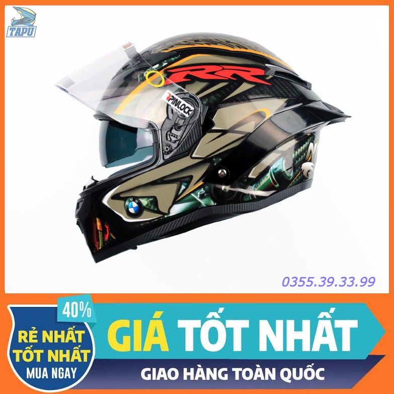 [CHÍNH HÃNG] MŨ BẢO HIỂM FULLFACE ROC 03 2 KÍNH LÊN TEM BMW XÁM