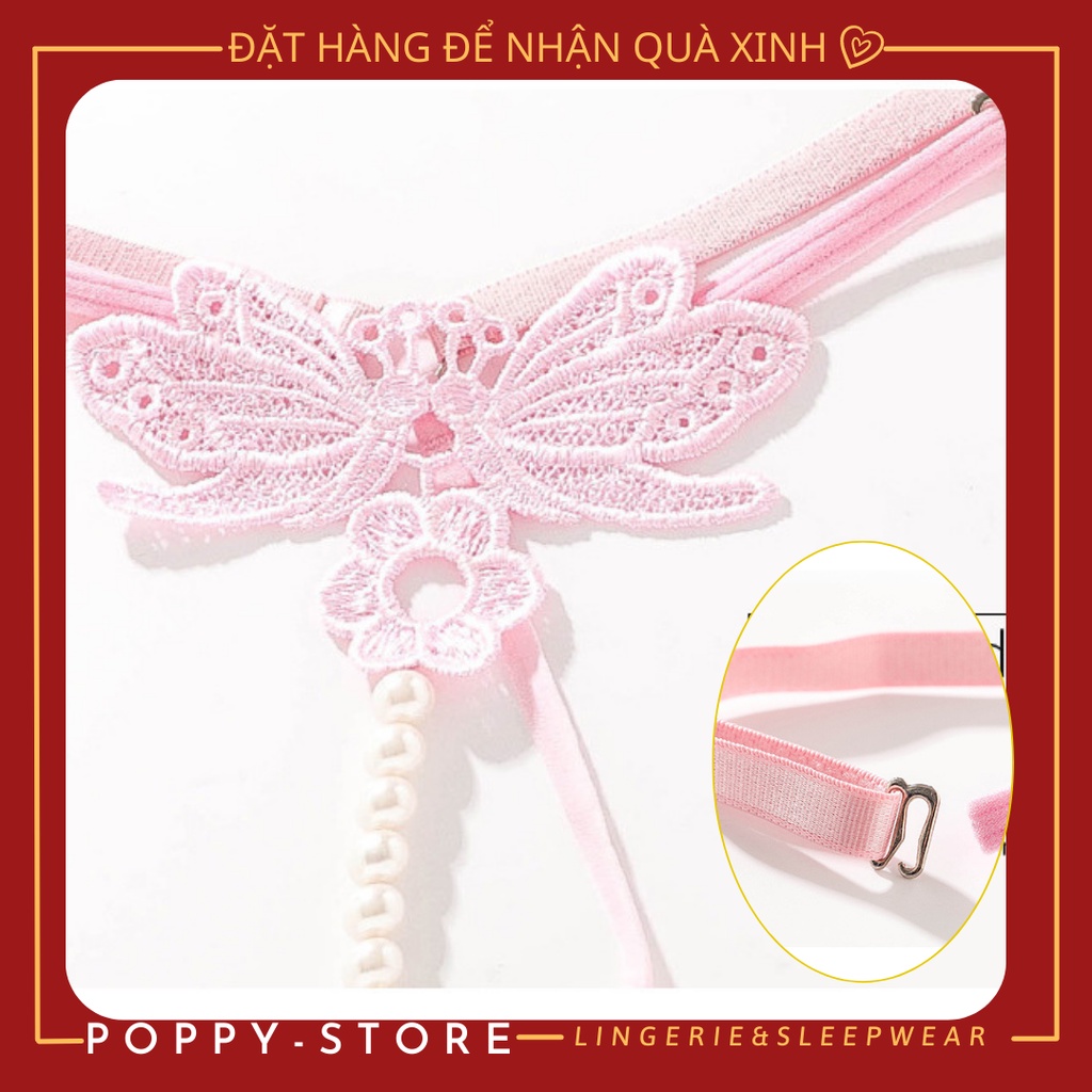 Quần lọt khe đính hạt ngọc ⚡Mã AT35 / CHE TÊN SẢN PHẨM⚡ quần chip nữ ren thun - dây cườm gợi cảm. xì lip cosplay