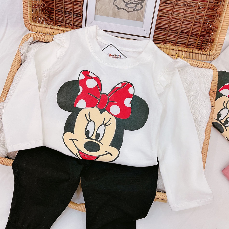 BỘ ĐỒ DÀI TAY THU ĐÔNG CHO BÉ GÁI IN HÌNH MICKEY CƯNG XỈU CHẤT COTTON QUẢNG CHÂU LOẠI 1 SIZE 9-19KG [TD19]