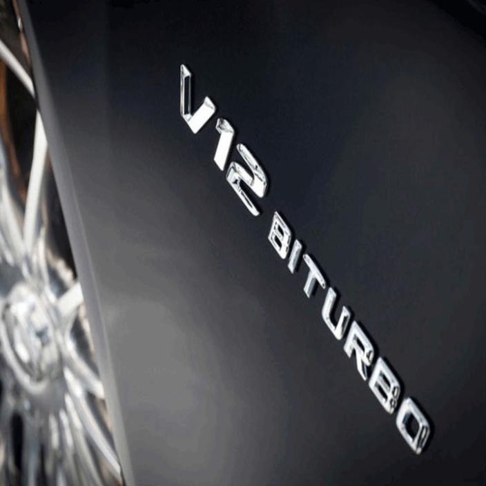 [GIÁ SỐC - HÀNG CHÍNH HÃNG] Decal tem chữ V8-Biturbo và V12-Biturbo dán hông xe Mercedes - Chất liệu nhựa ABS cao cấp đư
