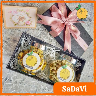 Hộp Quà Tặng Trà Hoa Ý Nghĩa - Set 02 Hũ Tròn Trà Hoa