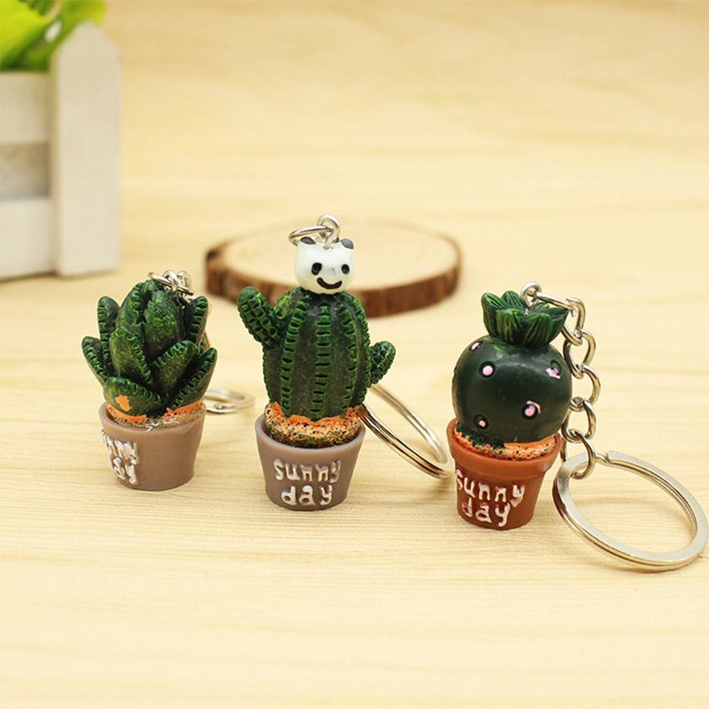 Móc Khóa Hình Chậu Cây Xương Rồng Bằng Nhựa Nhiều Màu Sắc