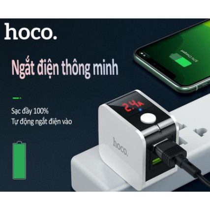 [CHÍNH HÃNG] Cốc Sạc Nhanh Tự Ngắt Hoco HK5 Đa Năng ✔Chống Chai Pin ✔Có Đèn Led Hiển Thị