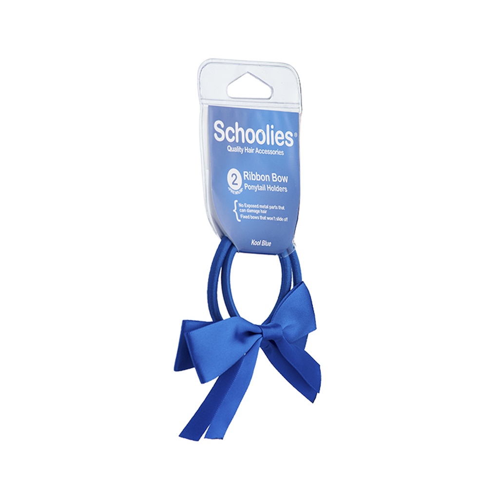 Bộ 2 dây cột tóc nơ ruy băng schoolies xanh dương, xanh lam, xanh lá, vàng co giãn tốt, êm chân tóc, giảm gãy rụng tóc
