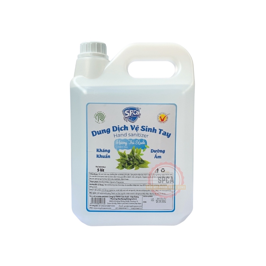 Nước Rửa Tay Khô SPCa Can 5 Lít - Nước Sát Khuẩn Sạch Khuẩn 99,9%