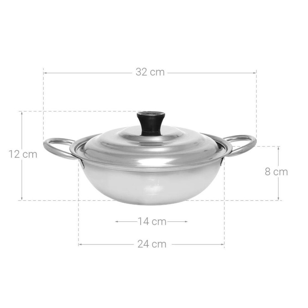 Nồi lẩu inox 1 đáy 24cm Rainy