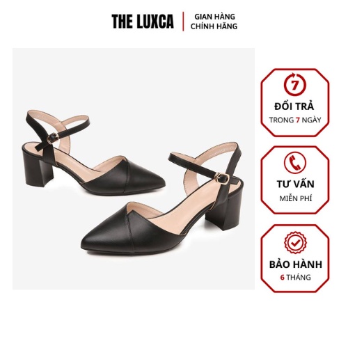 Giày cao gót công sở gót vuông,Giày cao gót bít mũi 5cm hở gót,Giày sandal Cao gót đế vuông 5p Mã-CG043