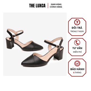 Giày cao gót công sở gót vuông,Giày cao gót bít mũi 5cm hở gót,Giày sandal Cao gót đế vuông 5p Mã-CG043