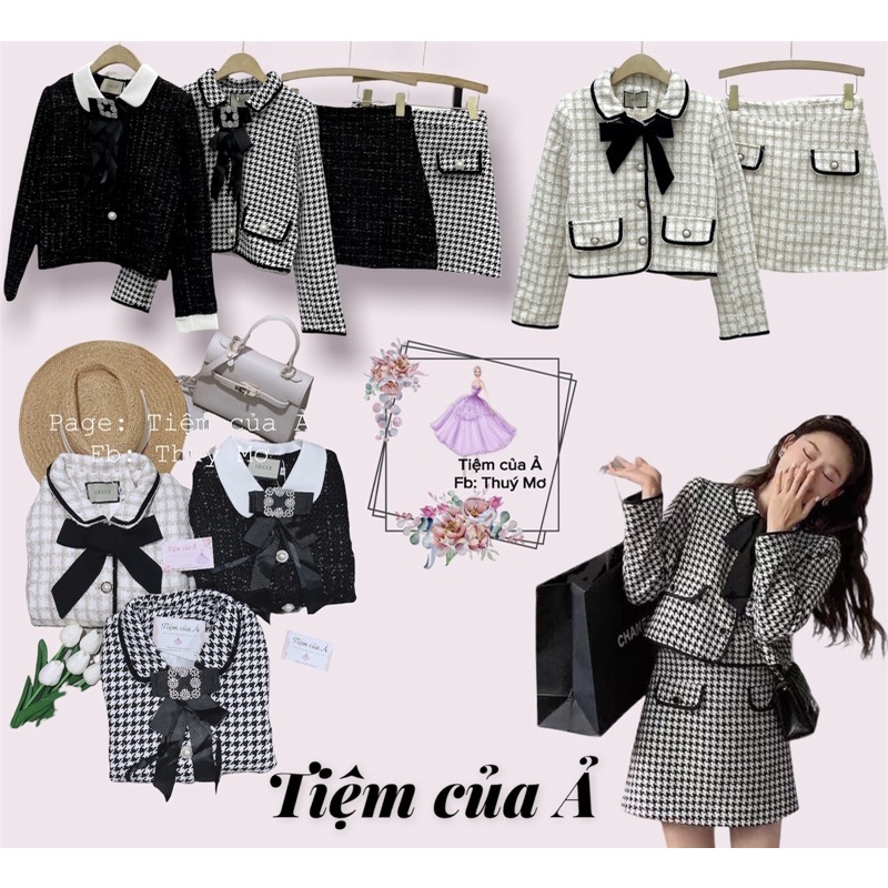 Sét dạ tiểu thư cao cấp tặng kèm nơ cài cổ full 3 màu kèm ảnh thật _Tiệm của Ả