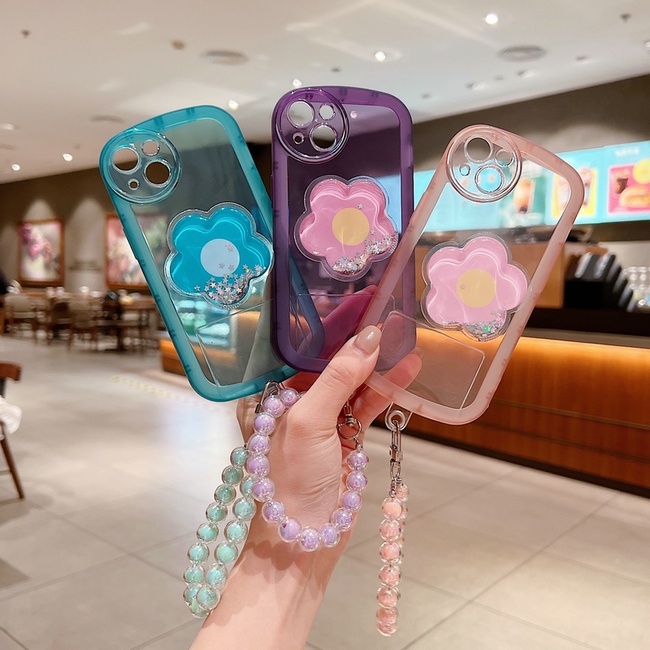 Casing Vivo V23 5G V20 Pro V23E Y36 Y35 Y22S Y22 Y21 2021 Y20 Y20i Y20SG G Y20S Y12S Y12A Y21S Y21T Y33T Y33S Y17 Y12 Y15 U10 Y3S 2020 4G Round Camera Edge Airbag Shockproof Candy Colors Cute Quicksand Flower Stand Clear Soft Phone Case Cover NKS 07