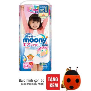 Bỉm quần moony XL 38 MIẾNG tặng balo con bọ