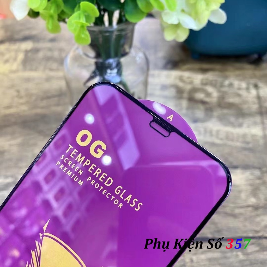 Kính cường lực Iphone OG Tím Xịn Xò, mềm mượt, ít vân tay, đủ mã (Tặng bộ lau)