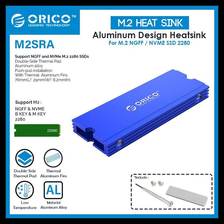 Bộ Tản Nhiệt Kép Orico M.2 Ssd Nvme Sata M2Sra - Blue Mpd175