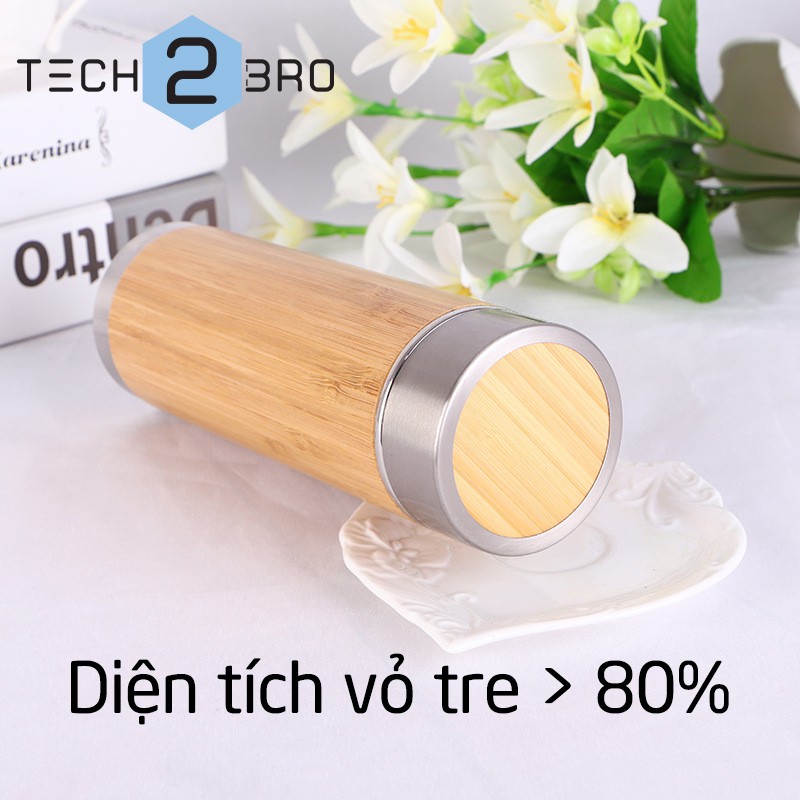 KHẮC TÊN - Bình giữ nhiệt vỏ tre truyền thống / Bamboo Tumbler - 360ml và 450ml