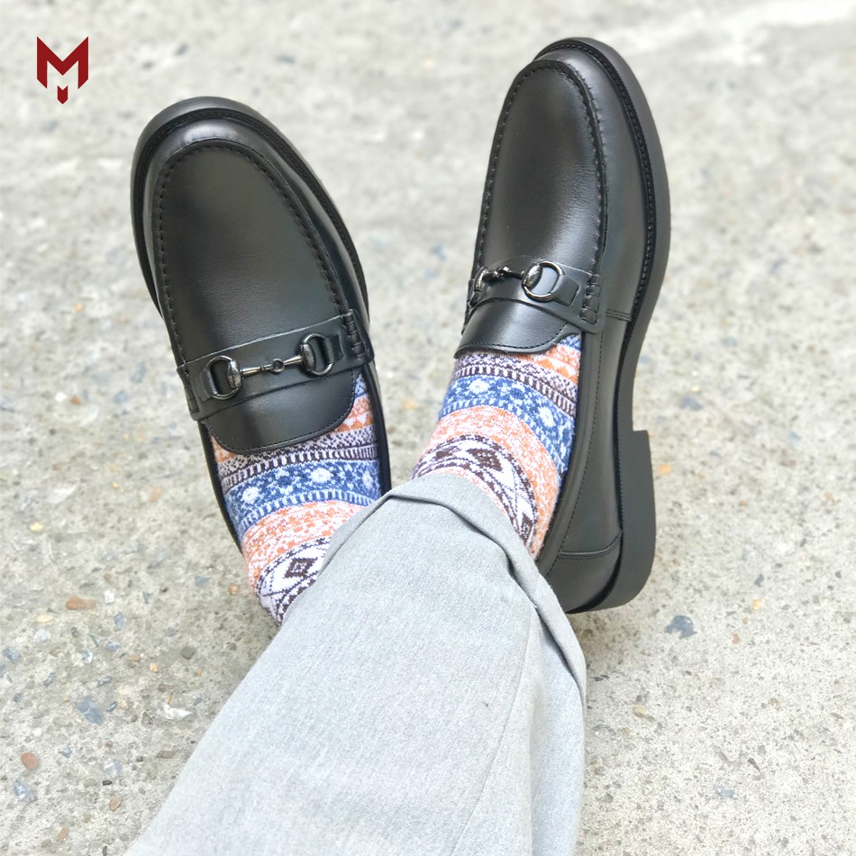 Giày lười nam công sở Mad Horsebit Loafer Black da bò sáp ngựa điên thời trang phong cách bụi cá tính