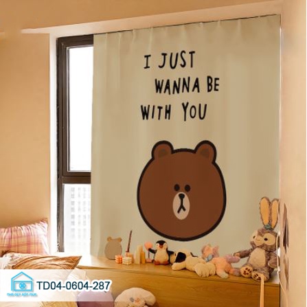 Rèm cửa sổ chống nắng tiện lợi Tín Phát Decor, rèm cửa dán tường dể giặt bst Gấu cute