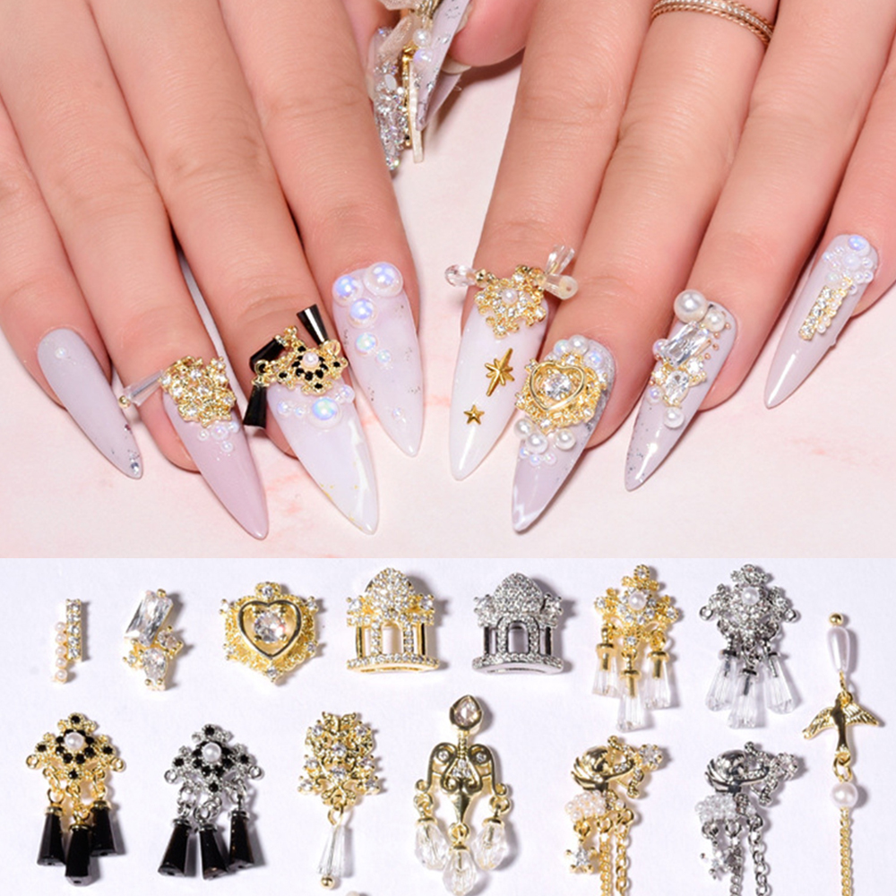 [Hàng mới về] Phụ Kiện Đá Trang Trí Móng Tay Hình Cánh Thiên Thần 3D Lấp Lánh Sang Trọng