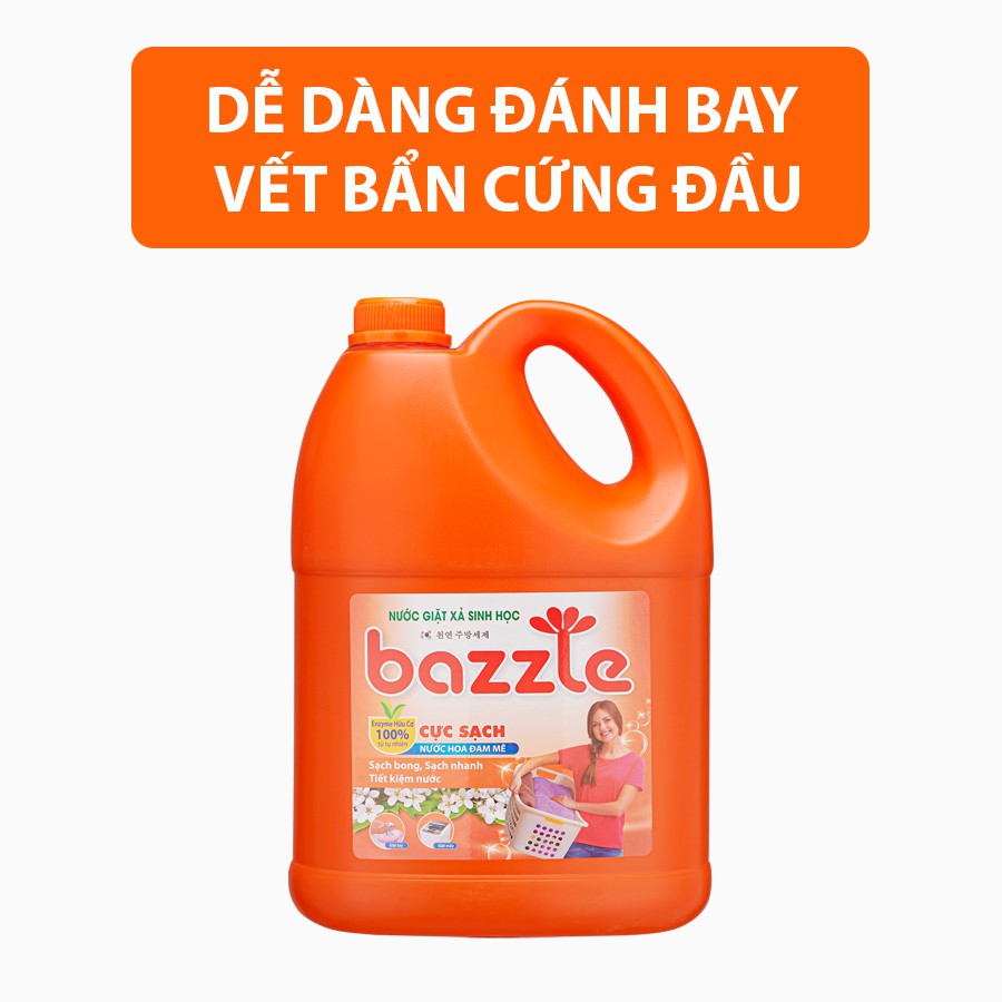 Nước giặt xả sinh học Bazzle Hàn Quốc hương nước hoa Đam Mê sạch hơn sạch nhanh hơn dịu nhẹ với cả bé yêu